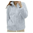 thumbnail image 1 of YUNAFFT Cozy Fleece Zip-Up Stand Collar Jacket with Pockets for Women, 1 of 4