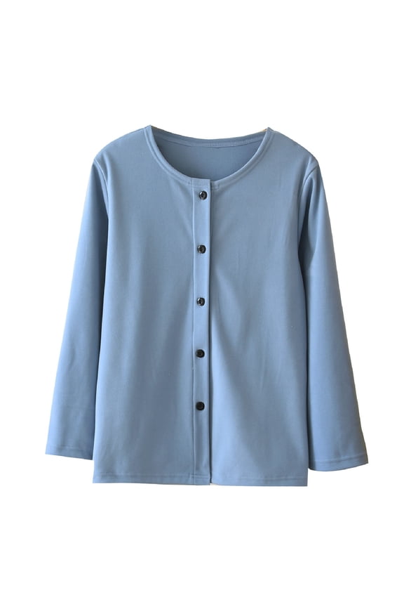 Cozy Fluffy Fleece Top for Women Soft Lightweight Loungewear Long Sleeve Casual Home Wear Shirt