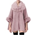 thumbnail image 1 of YUNAFFT Cozy Oversized Plus Size Cape Cardigan with Faux Fur Collar Thickened Warm Mid-Length Open Front Poncho for Women, 1 of 4
