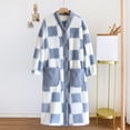 thumbnail image 1 of YUNAFFT Cozy Plaid Robe with V-Neck Long Sleeves and Pockets for Women, 1 of 3