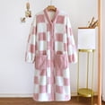 thumbnail image 1 of YUNAFFT Cozy Plaid Robe with V-Neck Long Sleeves and Pockets for Women, 1 of 9