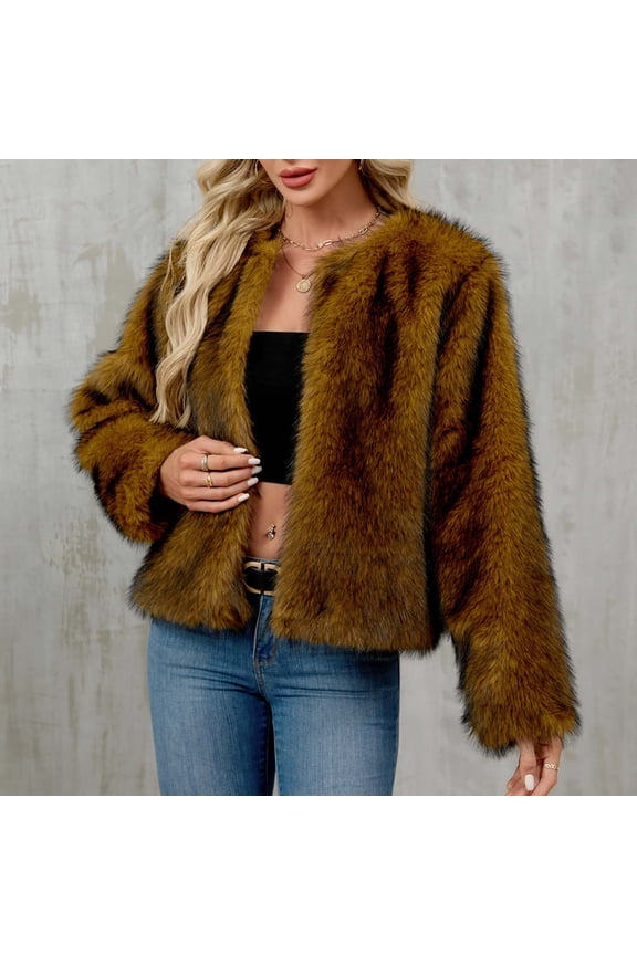 Cozy Winter Short Faux Fur Jacket with Lightweight Warmth for Women