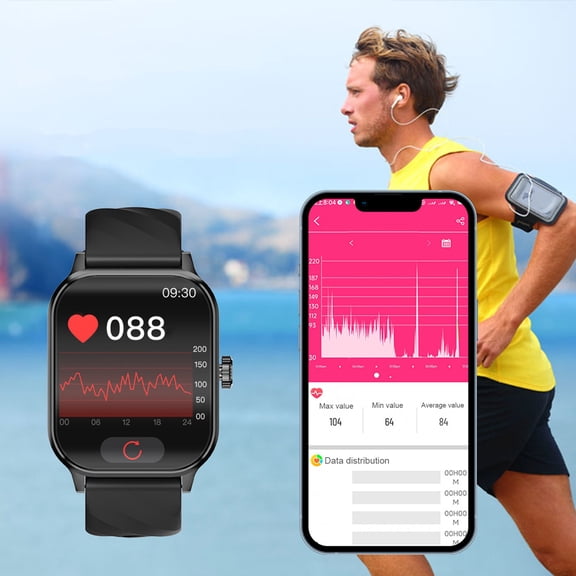 YUNAFFT Curved Screen Smart Watch Sports Music Bluetooth Call Watch Step Counting Multi Functional 2.1in High Color Large Screen Smart Waterproof Watch