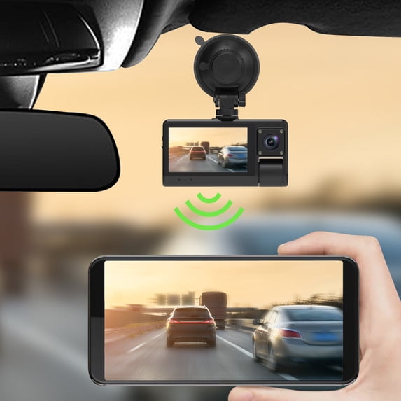 YUNAFFT Dash Cam Front Inside And Rear 1080P HD Touching Screen Dash Camera For Cars With WDR Night Vision Wide Parking Monitor Loop Recording APP