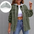 thumbnail image 1 of YUNAFFT Denim Jacket for Women Hooded Distressed with Removable Hood and Button Front Casual Loose Fit Coat, 1 of 9
