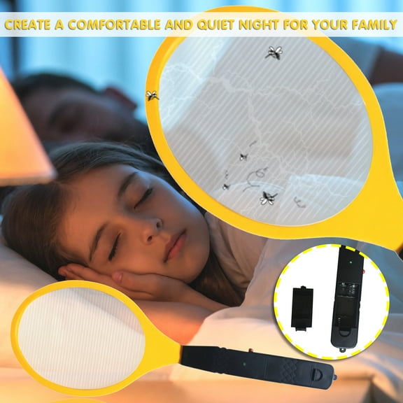 YUNAFFT Electric Fly Swatter Handheld Bug - Indoor Outdoor 20in Zapping Racket for Pest Mosquito & Flies - Battery Powered Safe to Touch with 3-Layer Safety Mesh, Large Size