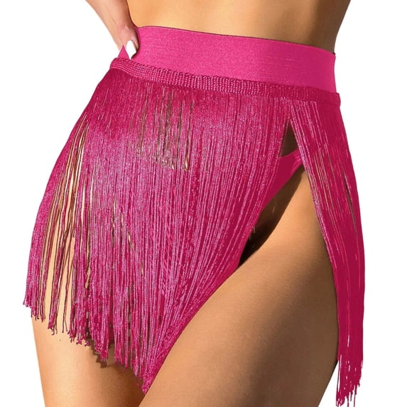 YUNAFFT Elegant Fringe Beach Cover-Up Skirt with Tassel Hem Bikini Swimwear Dress for Women Vacation *