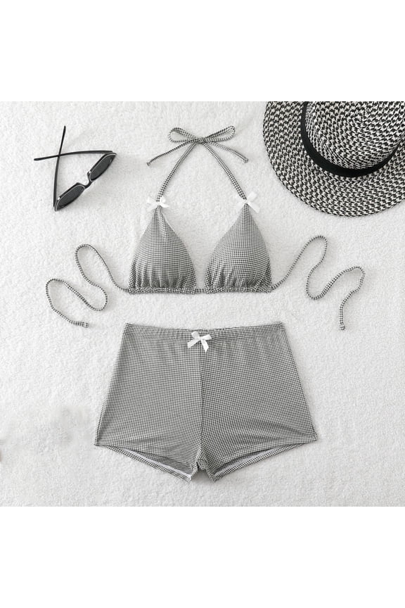 Flattering High-Waisted Adjustable Push-Up Bikini Two-Piece Swimsuit Set with Drawstring Control for Women