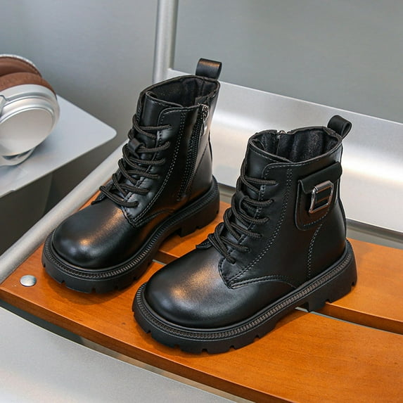 YUNAFFT Girls Ankle Boots Solid Color British Style Mid-Calf Design Fashionable Fall Footwear