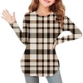 thumbnail image 1 of YUNAFFT Girls Checkered Long Sleeve Tops with Side Slit Hem Soft Stretchy Fabric Comfort Fit Casual T-Shirts for 2-12Y, 1 of 6