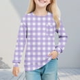 thumbnail image 1 of YUNAFFT Girls Checkered Print Blouses Soft Stretch Long Sleeve Shirts Casual Comfy Tops 4-14Y, 1 of 8