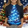thumbnail image 1 of YUNAFFT Girls Christmas Print Casual 3/4 Sleeve Round-Neck Blouses & Shirts Cotton-Like Comfort Fit Elastic 4-14Y, 1 of 7