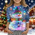 thumbnail image 1 of YUNAFFT Girls Christmas Print Casual 3/4 Sleeve Round-Neck Blouses & Shirts Cotton-Like Comfort Fit Elastic 4-14Y, 1 of 7