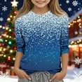 thumbnail image 1 of YUNAFFT Girls Christmas Print Casual 3/4 Sleeve Round-Neck Blouses & Shirts Cotton-Like Comfort Fit Elastic 4-14Y, 1 of 7