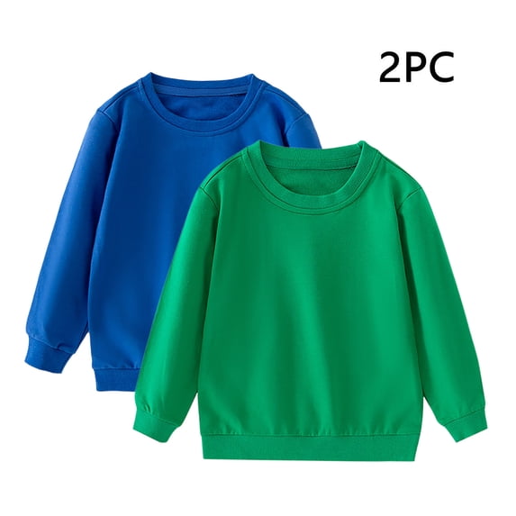 YUNAFFT Girls Cotton Hoodless Sweatshirts Long Sleeve Two-Piece Set Solid Colors Casual Comfortable For 2-12Y