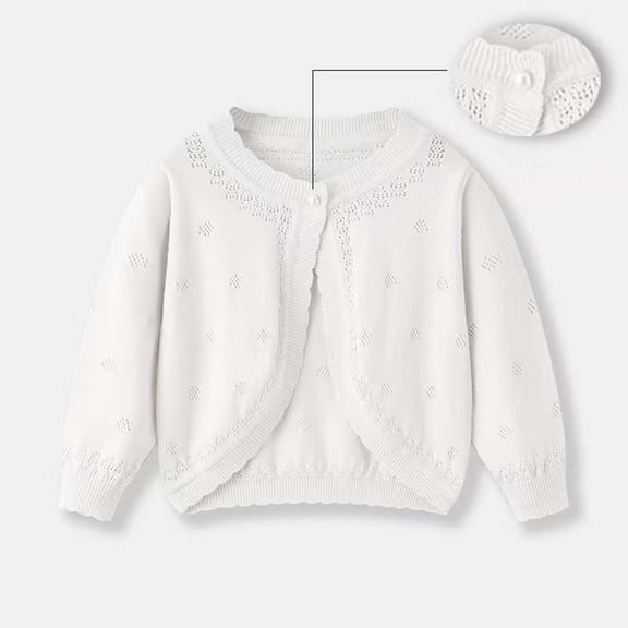 YUNAFFT Girls Knit Cardigan Lace Trim Lightweight Layering Casual Everyday