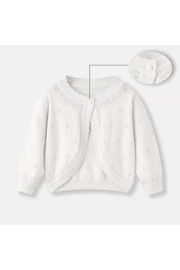Girls Knit Cardigan Lace Trim Lightweight Layering Casual Everyday