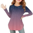 thumbnail image 1 of YUNAFFT Girls Long Sleeve T-Shirt with Floral Print Side Slit Hem Soft Stretch Round Neck Top 4-12Y Playtime Essential, 1 of 7