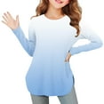 thumbnail image 1 of YUNAFFT Girls Long Sleeve T-Shirts Soft Cotton-like Side Slit Hem Casual Top for 2-12Y, 1 of 7