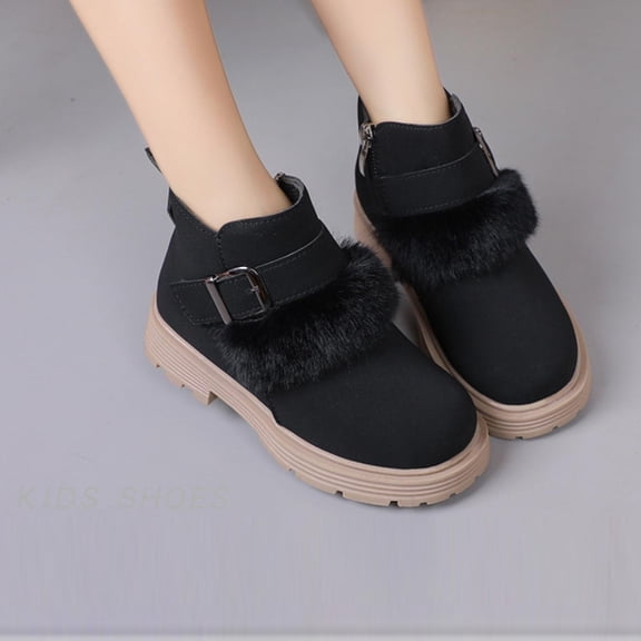 YUNAFFT Girls Martin Boots Solid Color Mid-Calf British Style Princess Ankle Boots