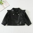 thumbnail image 1 of YUNAFFT Girls Motorcycle Jacket Casual Solid Color Open Front Lace Trim Chic 2-14Y, 1 of 9