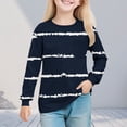 thumbnail image 1 of YUNAFFT Girls Striped Print Round Neck Long Sleeve Blouse Stretch Elastic Comfy Casual Top for 4-14Y, 1 of 8