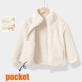thumbnail image 1 of YUNAFFT Girls Thickened Double-Sided Fleece Casual Jacket 1-11Y with Front Pockets Warm Winter Loose Fit Cozy Outwear, 1 of 4