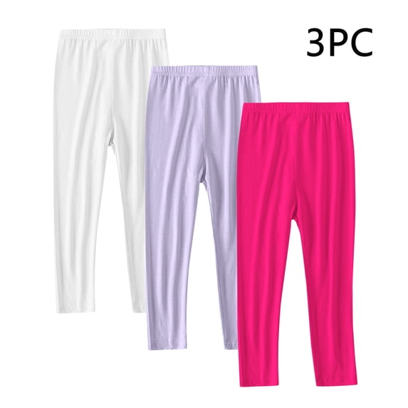 YUNAFFT Girls Thin Leggings 2-13Y Stretchy Fitted Pants 3-Pack Casual Everyday Comfort