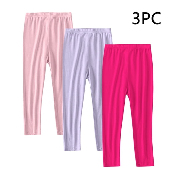 YUNAFFT Girls Thin Leggings 3-Pack Slim-Fit Soft Elastic Waist Comfortable Playful Everyday Casual
