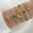 thumbnail image 1 of YUNAFFT Gold Bracelets for Women, 14K Gold Plated Dainty Layered Chain Bracelets Adjustable Cute Bangle Link Bracelet Set, 1 of 8