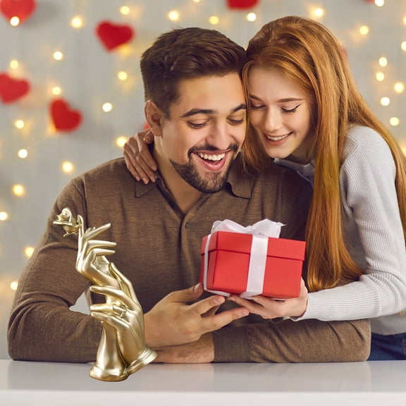 YUNAFFT Heart Hands Sculpture Decor for Love, Happiness and Growing Old Together, Gold Decor Hand Sculpture for Living Room Bedroom Shelf Coffee Table Centerpiece, Gifts for Couples