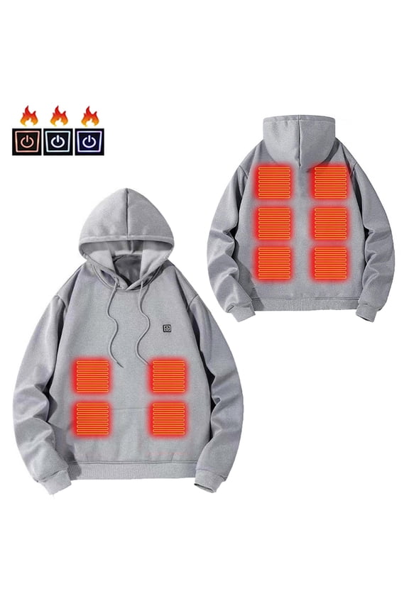 Heated 10-Zone Thermal Hoodie with Smart Warming Tech Adjustable Hood Lightweight Unisex Winter Coat