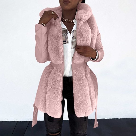 YUNAFFT Hooded Belted Casual Jacket for Women with Long Sleeve Zipper Design Lightweight Windproof Outwear