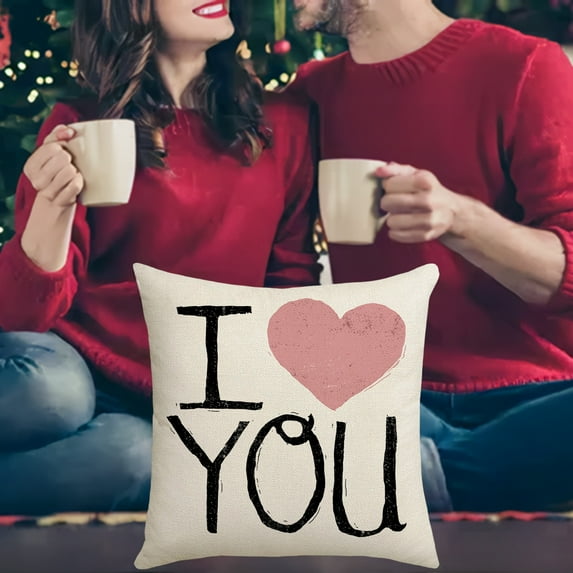 YUNAFFT I Love You More Pillow Love Pillow Cover Decorative Pillow with Letters Home Living Room Throw Pillow Covers Quote Pillows for Couples Valentines Day Decor Cushion Case for Sofa Couch