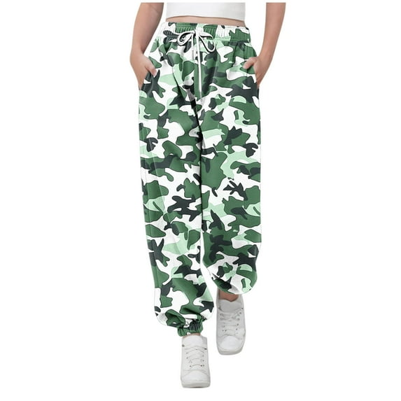 YUNAFFT Kids Camo Joggers Elastic Waist Tapered Cuffs Drawstring Pants Military Urban Style