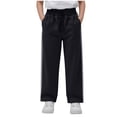 thumbnail image 1 of YUNAFFT Kids Cargo Jogger Pants Unisex Harem Style Elastic Waist Fleece Lined Utility School Uniform Casual Streetwear, 1 of 5