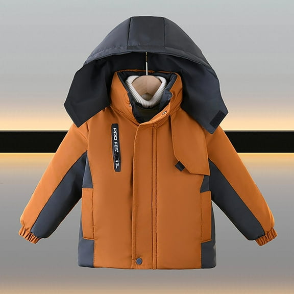 YUNAFFT Kids Hooded Padded Coat Thermal Long Sleeve Zip-Up Front Casual Outdoor Style