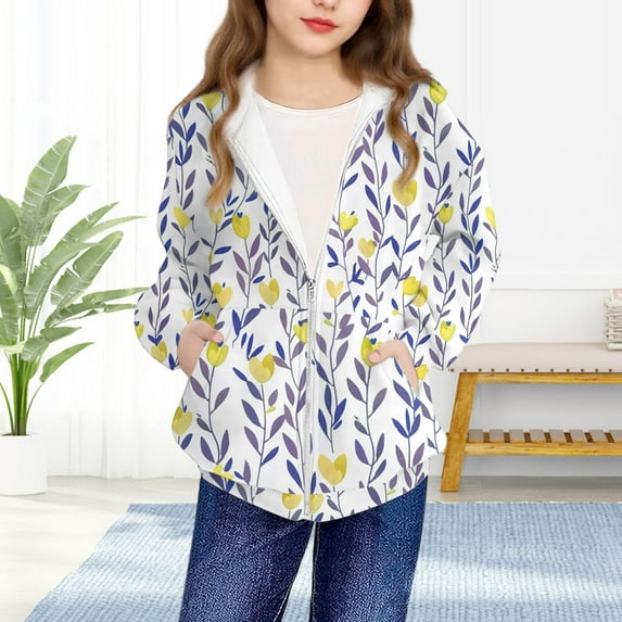 YUNAFFT Kids Hooded Zip-Up Sweatshirt Casual Sporty Print Long Sleeve Pullover Autumn Winter Unisex Outerwear