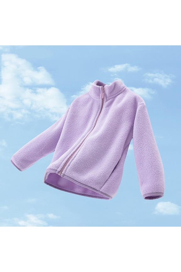 Kids Stand Collar Jacket Long Sleeve Elastic Cuffs Zipper Pockets Warm Outerwear Casual Daily Wear