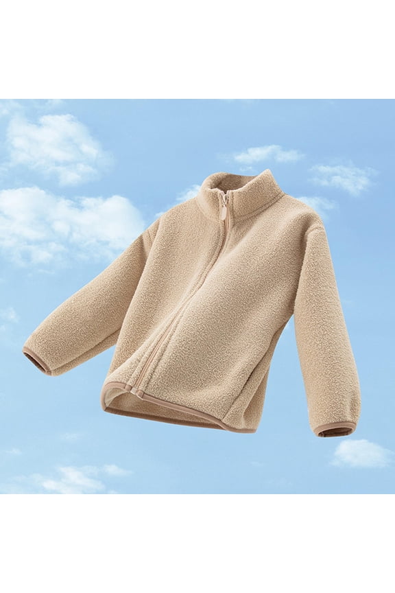 Kids Stand Collar Jacket Long Sleeve Elastic Cuffs Zipper Pockets Warm Outerwear Casual Daily Wear
