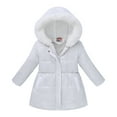 thumbnail image 1 of YUNAFFT Kids Winter Coats Waist Long Hooded Parka with Fur Trim, 1 of 3