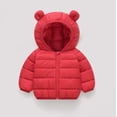 thumbnail image 1 of YUNAFFT Kids Zip-Up Hooded Jacket Bear Ears Drop Shoulder Solid Color Cozy Winter Style, 1 of 3