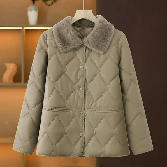 YUNAFFT Lightweight Warm Quilted Jacket for Women with Fleece Lining Wind-Resistant Stretchy Comfortable Casual Winter Coat