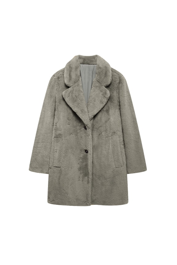 Luxurious Faux Fur Lapel Collar Button Front Long Sleeve Casual Jacket for Women