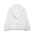 thumbnail image 1 of YUNAFFT Luxurious Solid Lapel Button-Up Long Sleeve Faux Fur Coat for Women, 1 of 5