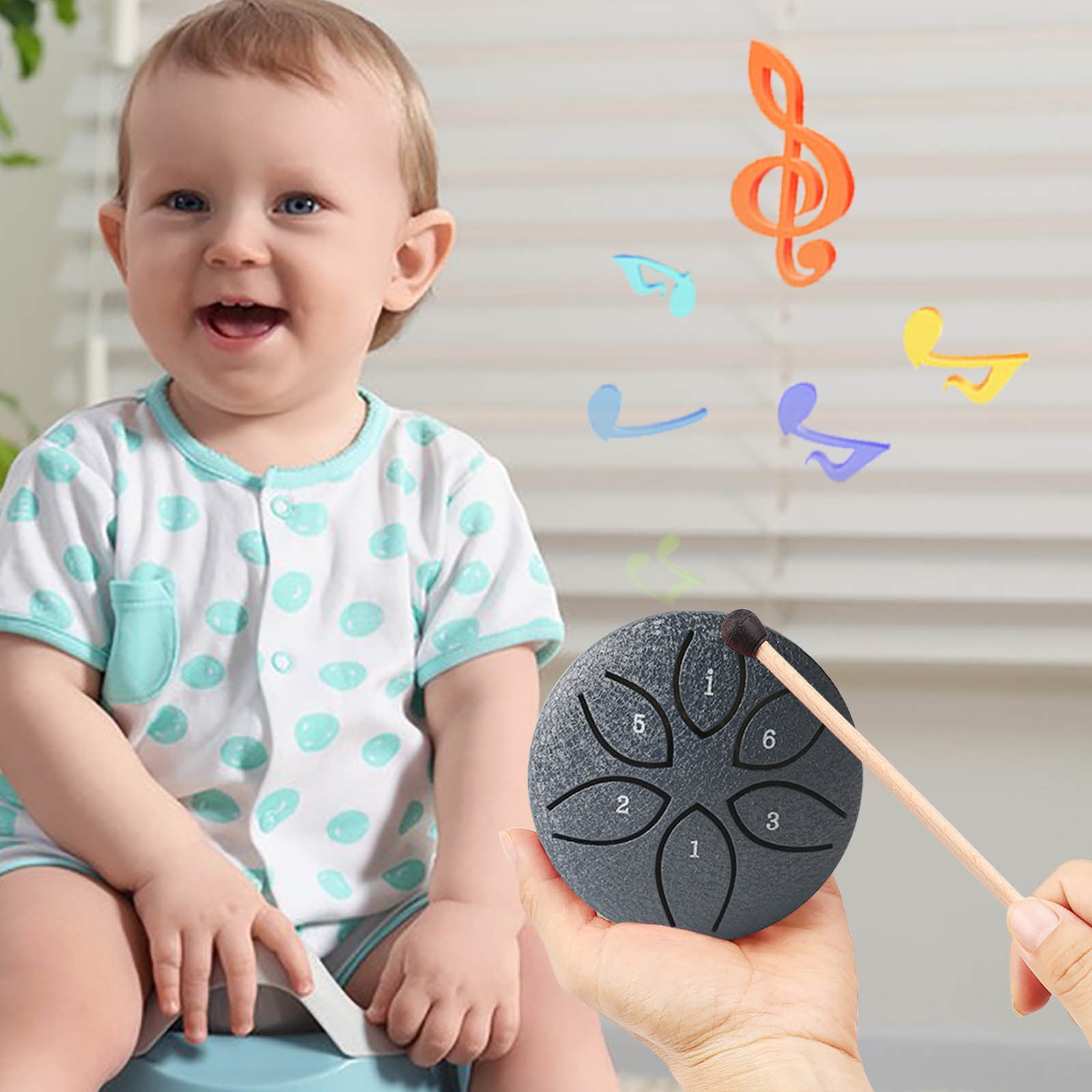 YUNAFFT Mini Steel Tongue Drum, 3 Inch 6 Note Steel Hand Drum, Outdoor ...