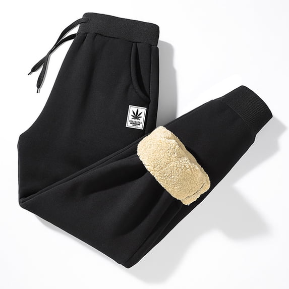 YUNAFFT Pants for Men Clearance Men's Cashmere Warm Pants Sanitary Pants Plush Thickened Straight Trousers Solid Color Mid Waist Wind Proof Warm Cotton Pants, Trousers Trousers