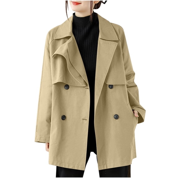 YUNAFFT Plus Size Vintage Utility Hooded Trench Coat for Women Stretchy Windbreaker Mid-Length Fall Winter Jacket