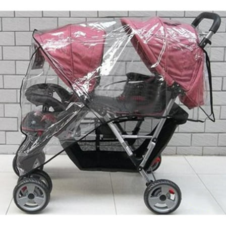 YUNAFFT Pushchair Rain Cover for Baby Pram Wind Rain Weather Shield Protector ,Air Ventilation While Covered 360 Degree Flaps (Clear), Double Popular for Swivel Wheel Stroller Universal Size