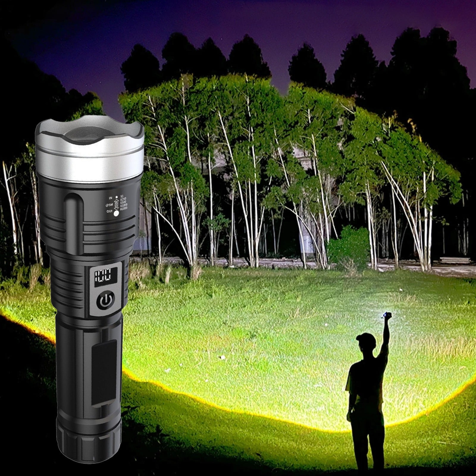 YUNAFFT Rechargeable Flashlights High Lumens 1000000 2 Modes High/Low, Super Bright Magnetic LED Flashlight Long Distance 3280FT